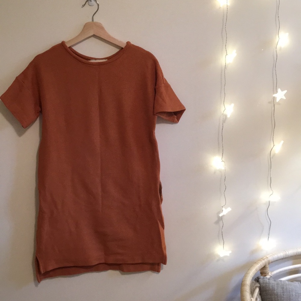 Waffle knit shift dress with pockets - Picture 1 of 5